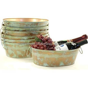 กระถางต้นไม้ชุบสังกะสีพร้อมที่จับทำจากโลหะสำหรับตกแต่งสวน - Product Image 1