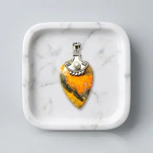 925 Sterling Silver Bumble Bee Jasper Pendant Natural Gemstone Handmade Statement Jewelry Vintage Style Wholesale - Product Image 3