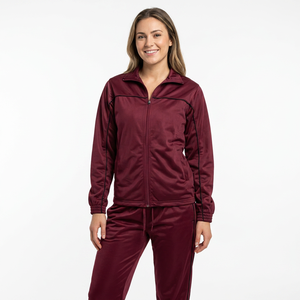 Survêtement en polyester marron pour homme, veste zippée intégrale avec poches latérales, coupe classique, vêtements décontractés pour l'automne - Product Image 4