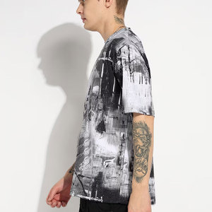 T-shirt à manches courtes pour homme, col rond, imprimé numérique, style streetwear, coupe classique, respirant, en coton tissé - Product Image 2