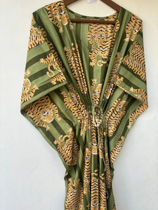 Vestido Kaftán sin Mangas de Algodón con Estampado Digital Floral Tropical Casual de Verano para Mujer, Estilo Playa, Islas del Pacífico, Disponible en Stock - Product Image 4