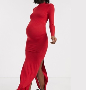 Vestido de Maternidad para Mujer, Cuello en V, Manga Larga, Vestido de Embarazo, Vestido de Maternidad para Lactancia, Maxi Holgado y Transpirable - Product Image 4