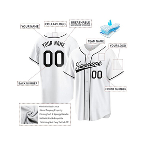 Maillot de baseball tendance pour hommes et femmes, respirant, séchage rapide, logo personnalisé imprimé, petite taille, faible MOQ, maillot de sport d'équipe - Product Image 6