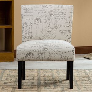 Fauteuil d'appoint contemporain Botticelli sans accoudoirs avec tissu imprimé lettres anglaises pour salon - Product Image 2