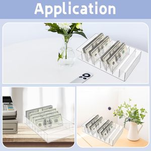 Organisateur de bureau et de tiroir en plastique transparent à 8 compartiments, grand format, avec plateau de rangement pour budget et enveloppes - Product Image 3