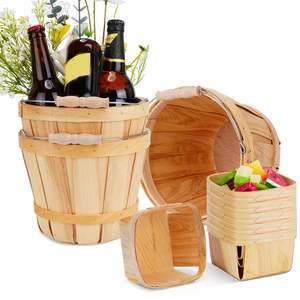 ตะกร้าไม้ทรงกลมสำหรับเทศกาลอีสเตอร์พร้อมหูหิ้ว ตะกร้าไม้แบบพกพาสำหรับใส่ผลไม้หรือผลเบอร์รี่ สำหรับเก็บของในสวน งานเก็บเกี่ยว หรืองานปาร์ตี้ - Product Image 5