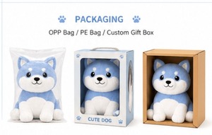 Cute Dog Plush <b>Toy</b> <b>Soft</b> Velboa Fabric <b>Stuffed</b> Animal Kids Gift Baby Safe Cuddly Puppy Custom OEM Wholesale - Product Image 2