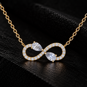 Collier pendentif infini pavé en or massif 14K 18K avec diamant de laboratoire taille poire DEF VVS, bijoux fins, cadeau d'anniversaire, vente en gros OEM - Product Image 1
