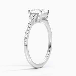 Anillo BOJ 0145 con Corte Asscher, Plata 925, Lyra, Tres Piedras, Engaste de Tres Puntas, Anillo Solitario con Diamante de 2ct, Color D, VVS1, Moissanita, Certificado GRA, en Oferta - Product Image 2