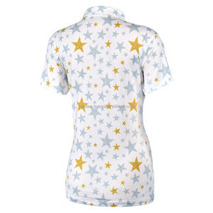 Golf pour femmes de haute qualité du fabricant pour T-shirts polo 100% polyester tissu évacuant l'humidité motif imprimé tricoté - Product Image 2