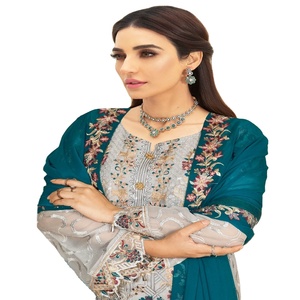 Ramsha Nayab 3ชุดชีฟองปากีสถาน3ชิ้นสำหรับผู้หญิงชุดปาร์ตี้งานแต่งงานเทศกาล - Product Image 1