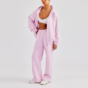 One Stop Custom Oversized Fit Two Piece Hoodie Sweatpants Sets Solid Color Sports Tracksuit <b>Women</b> Sets Jogger Sets <b>Sweatsuits</b> - Product Image 5