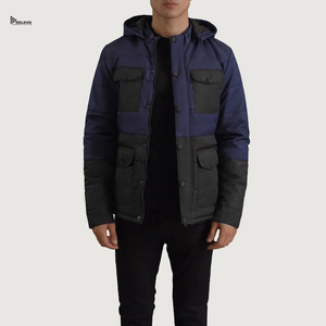 Relevo Men's <b>Hooded</b> Puffer Jacket Color Blocking Windproof Waterproof <b>Winter</b> <b>Coat</b> Thick Polyester Wadding Casual Style - Product Image 1