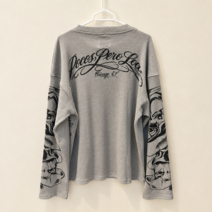 Maglia da Uomo Grigia a Maniche Lunghe con Grafica, Girocollo, Stile Streetwear, in Maglia Pesante 2026 - Product Image 2