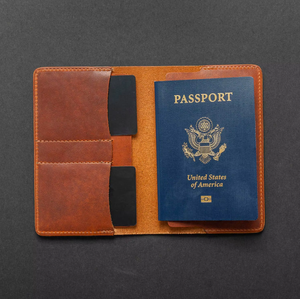 Black Leather <b>Passport</b> <b>Wallet</b> With Card Slots And Cash Compartment For Adults - Product Image 3
