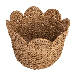 Panier festonné en gros pour la décoration intérieure, panier de rangement en jonc de mer naturel tressé, panier à linge en jacinthe d'eau pour l'organisation - Product Image 2