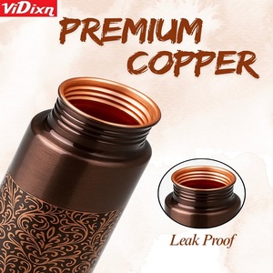 ทองแดงบริสุทธิ์ 100% คุณภาพสูง – 950 มล. – ฝาปิดไม่รั่วซึม – ลายแมนดาลาทำมือ ประโยชน์ต่อสุขภาพแบบอายุรเวท – ลายแมนดาลา - Product Image 2