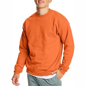 Sudadera de Cuello Redondo Naranja para Hombre, Corte Regular, Color Sólido, Algodón French Terry, Estilo Casual, Prenda Superior de Moda para Otoño - Product Image 1