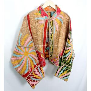 Chaqueta Kantha de algodón vintage hecha a mano para mujer, chaqueta corta para la temporada de otoño, chaqueta Kantha corta vintage para mujer - Product Image 4