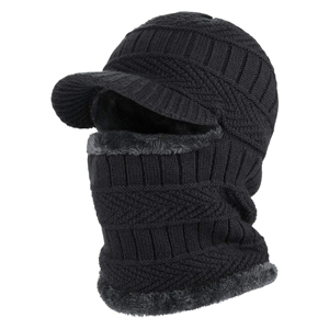 Gorro de Punto Térmico Personalizado para Invierno con Visera, Forro Polar, Pasamontañas, Máscara Facial Completa, Gorro Cortavientos y Calentador de Cuello - Product Image 1
