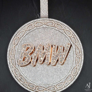 Pendentif personnalisé en argent 925 avec perle d'eau douce et moissanite, breloque lettre ronde glacée, plaqué or rose, bijoux hip-hop pour soirée - Product Image 4