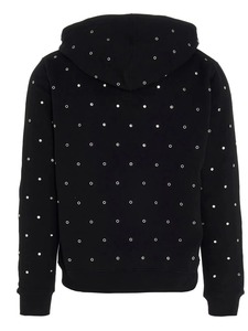<b>Black</b> Rhinestone Hooded Pullover Hoodie <b>Fleece</b> Sweatshirt Regular Fit Winter Streetwear - Product Image 2