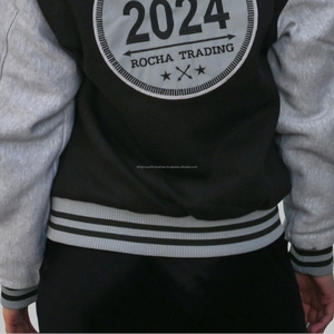 Chaqueta de béisbol con zócalo bordado con letras de elemento de llama Vintage de lana de algodón, chaqueta universitaria informal para parejas para hombres y mujeres - Product Image 3