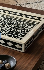 Bandeja de Servir Premium con Incrustaciones de Hueso y Elegante Diseño Geométrico - Product Image 2