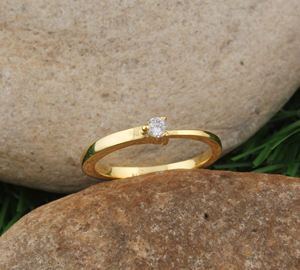 Bague en argent sterling 925 avec sertissage en bézel, pierre précieuse en CZ, pour femmes, minimaliste, plaquée or, branche d'olivier, bijoux fins, mariage, anniversaire - Product Image 3