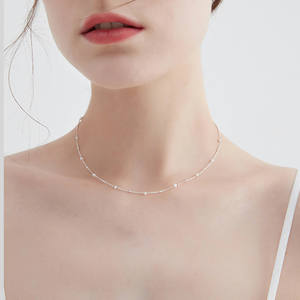 Collar de Perlas de Agua Dulce de Alta Gama para Mujer, Diseño de Cielo Estrellado Simple y Ligero de Lujo, Collar de Cuentas de Arroz Pequeñas - Product Image 4