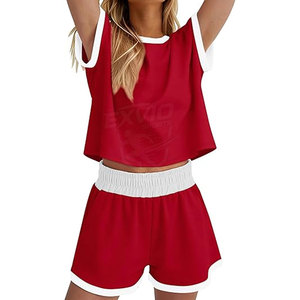 ชุดเซ็ตสองชิ้นสำหรับผู้หญิงใส่หน้าร้อน คุณภาพสูง ขายดี ผ้าระบายอากาศ ชุดเซ็ตขาสั้นสำหรับผู้หญิงใส่หน้าร้อน - Product Image 4