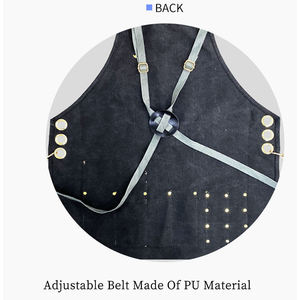Delantal de Peluquería de Lona Negra con Bolsillos de Cuero, Duradero y Ajustable para Uso en Salón, Estilo Moderno, Color Personalizable - Product Image 4