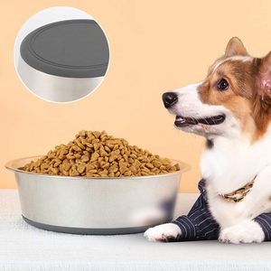 Export Quality with 100% Silicon Bonded Rubber Base Stainless Steel Dog Food <b>Feeder</b> Pet Bowls for Feeding Dogs <b>Cats</b> and Pets - Product Image 1