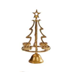 Luxury Gold Christmas <b>Tree</b> Candle <b>Stand</b> with Glass Tealight Holder for Table Centerpiece Holiday Decoration - Product Image 1