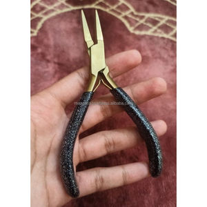 Pince à bec rond dorée avec poignée noire pailletée, mâchoires rondes lisses, outil léger pour la fabrication de bijoux et la mise en boucle de fils, 5 pouces - Product Image 6