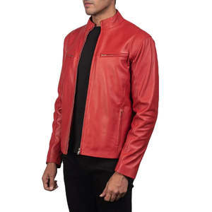 Blouson moto homme en cuir véritable de mouton, imperméable et respirant, avec capuche, coupe ample, doublure Sherpa, personnalisable - Product Image 2