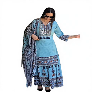 Conjunto Sharara de Tela Maslin, Hermoso y Elegante, Estilo Indio-Pakistaní, para Fiestas, Bodas y Uso Diario, para Mujer - Product Image 1