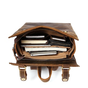 Mochila escolar Mochila de viaje al aire libre Mochila de cuero de gran capacidad Mochila de cuero de grano completo Algodón Unisex - Product Image 5