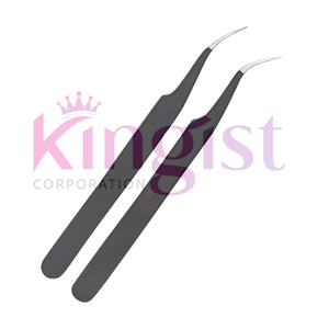 Juego de Pinzas para Extensión de Pestañas de Acero Inoxidable con Puntas de Fibra de Precisión Antiestáticas de Alta Calidad Profesional al por Mayor - Product Image 2