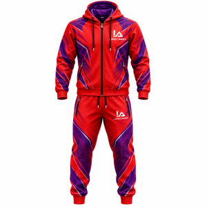 Ensemble de survêtement personnalisé par sublimation pour hommes, vêtements de sport d'équipe personnalisés avec veste entièrement imprimée, uniforme d'entraînement athlétique pour la salle de sport - Product Image 1