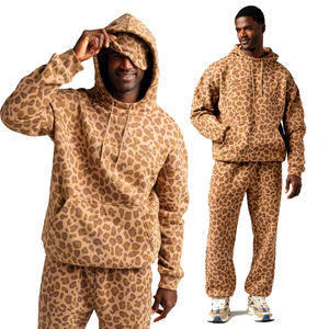 Pantalon de jogging large en molleton de coton de luxe, motif léopard, qualité OEM, coupe régulière, écologique, personnalisable - Product Image 6