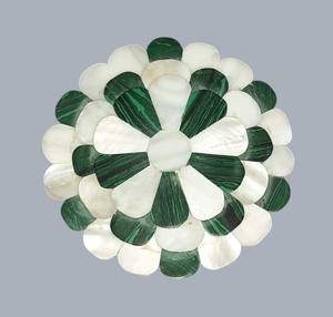 Miroir de poche en mosaïque de coquillages MOP et malachite | Miroir compact de luxe en pierres précieuses | Petit miroir pour l'exportation en gros - Product Image 1