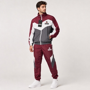 Ensemble de survêtement coupe-vent pour homme : veste zippée et pantalon de jogging – Tenue de sport deux pièces confortable pour l'extérieur - Product Image 4