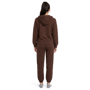 Conjunto de chándal con capucha para mujer, negro, con estampado de lavado ácido, de peso pesado, sudadera con cremallera de manga larga y pantalones jogger, atuendo informal - Product Image 2