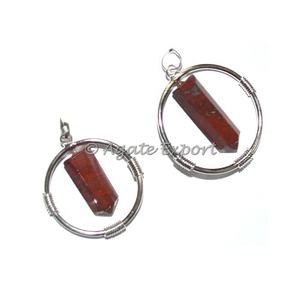 Semi-Precious Stone Crafts Rose Quartz Round Cage <b>Pencil</b> Pendants - Product Image 3