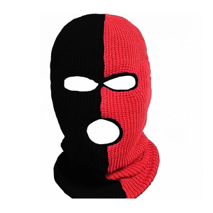 Balaclava en polyester respirant et imperméable à rayures rouges et noires, masque intégral pour une utilisation en extérieur en hiver, taille adulte unisexe 56-58 cm - Product Image 3