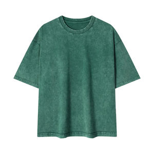 Camiseta de algodón 100% de 260 gramos, lavado ácido, cuello pequeño, hombros caídos, estilo vintage, personalizada con serigrafía. - Product Image 3