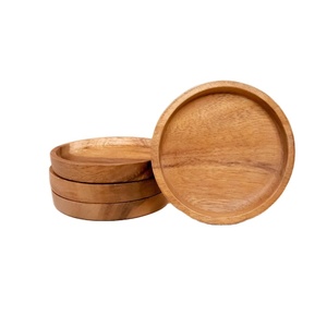 แผ่นรองแก้วไม้ทรงกลม ดีไซน์สวยงาม สีน้ำตาล สำหรับเครื่องครัว โต๊ะอาหาร ใช้รองแก้วชาและกาแฟ - Product Image 1