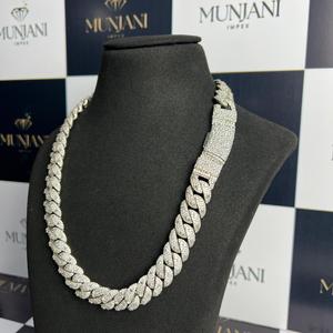 Collar de Cadena Cubana de Plata S925 con Diamantes VVS, Corte Brillante, Engaste en Canal, Joyería Fina Personalizada, Regalo de Boda para Hombre - Product Image 1