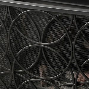 Écran de protection de foyer autoportant en métal à motif géométrique de cercles entrelacés, résistant à la chaleur et aux étincelles - Product Image 5